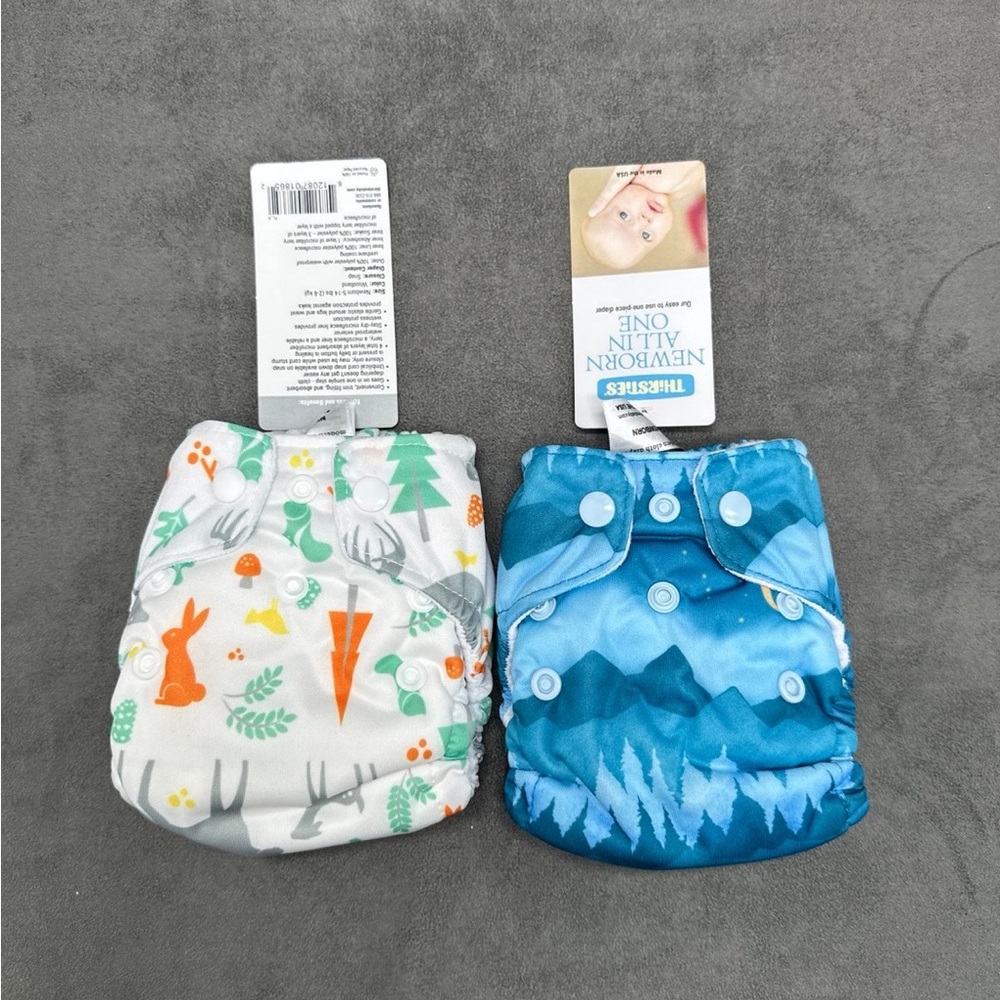 Thirsties NB AIO Baby Cloth Diaper All-In-One Newborn Deers & Mountains